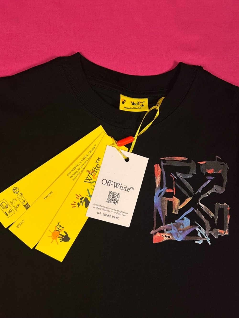 AUTHENTIC KIDS OFF-WHITE SIZE 8 BLACK COTTON T-SHIRT NWT UNISEX EXCELLENT - Picture 4 of 7